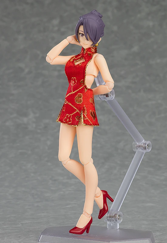 Max Factory Figma Female Body (Mika) With Mini Skirt Chinese Dress Outfit 4 Max Factory Figma Female Body (Mika) With Mini Skirt Chinese Dress Outfit - Image 4
